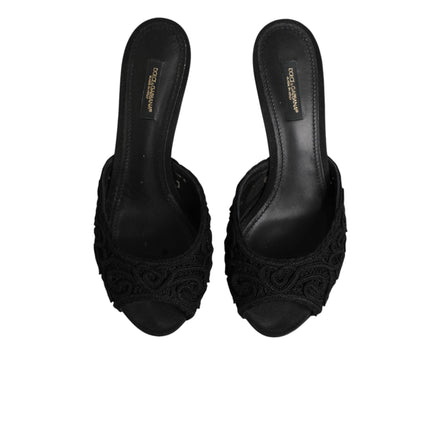 Dolce & Gabbana Papuci cu toc și broderie negri