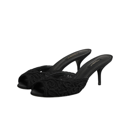 Dolce & Gabbana Papuci cu toc și broderie negri