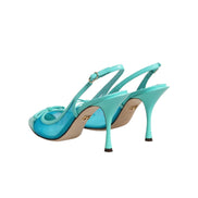 Dolce & Gabbana Blue Leather Mesh Slingback Pumps