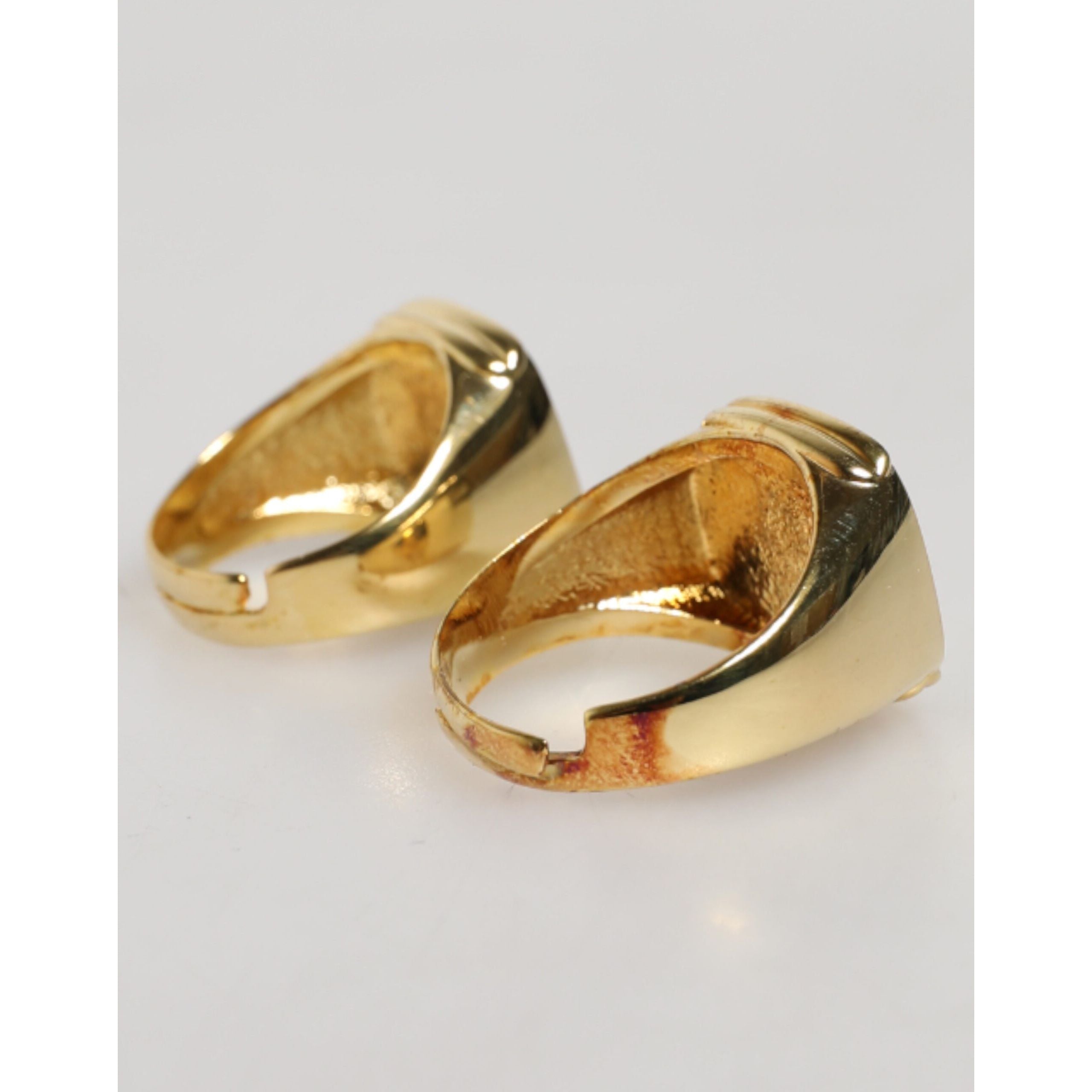 Dolce & Gabbana Gold-Tone Real Brass Black Enamel 