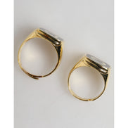 Dolce & Gabbana Gold-Tone Real Brass Black Enamel 