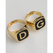 Dolce & Gabbana Gold-Tone Real Brass Black Enamel 