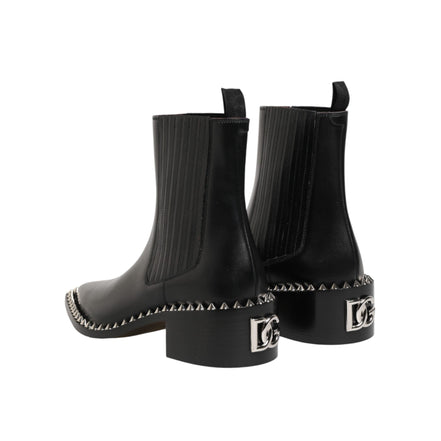 Dolce & Gabbana Black Studded Chelsea Ankle Boots