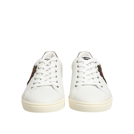 Adidași Dolce & Gabbana din piele albă, cu aplicații inimioară