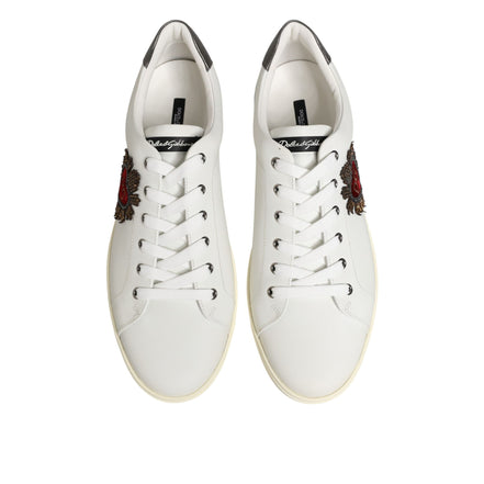 Adidași Dolce & Gabbana din piele albă, cu aplicații inimioară