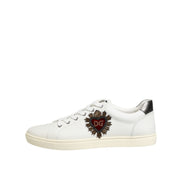 Adidași Dolce & Gabbana din piele albă, cu aplicații inimioară