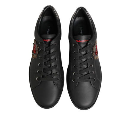 Adidași Dolce & Gabbana din piele neagră cu aplicații inimioară