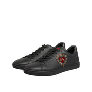 Adidași Dolce & Gabbana din piele neagră cu aplicații inimioară