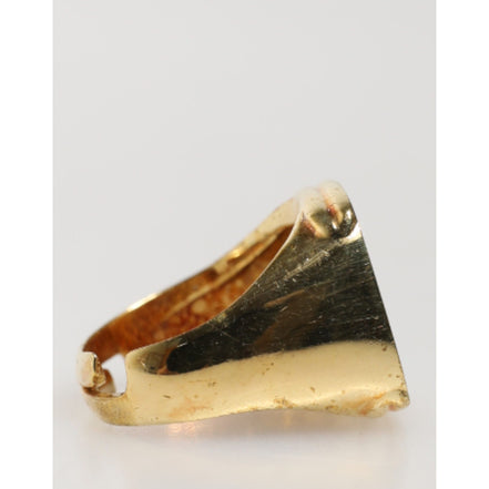 Dolce & Gabbana Gold-Tone Real Brass Black Enamel "J" Adjustable Rings