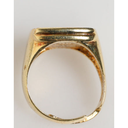 Dolce & Gabbana Gold-Tone Real Brass Black Enamel "J" Adjustable Rings