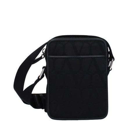 Geantă crossbody Valentino Garavani, neagră, din material textil