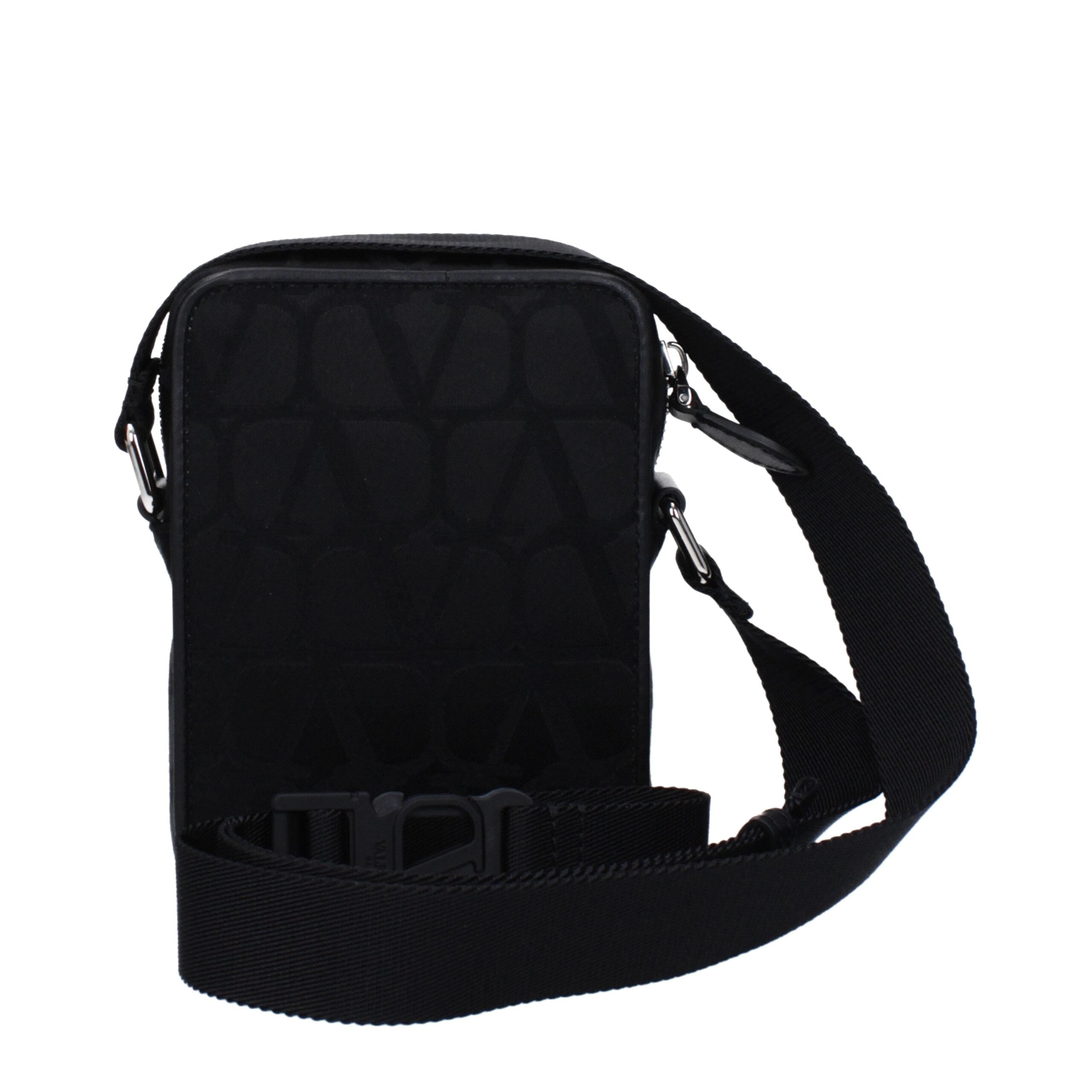 Geantă crossbody Valentino Garavani, neagră, din material textil