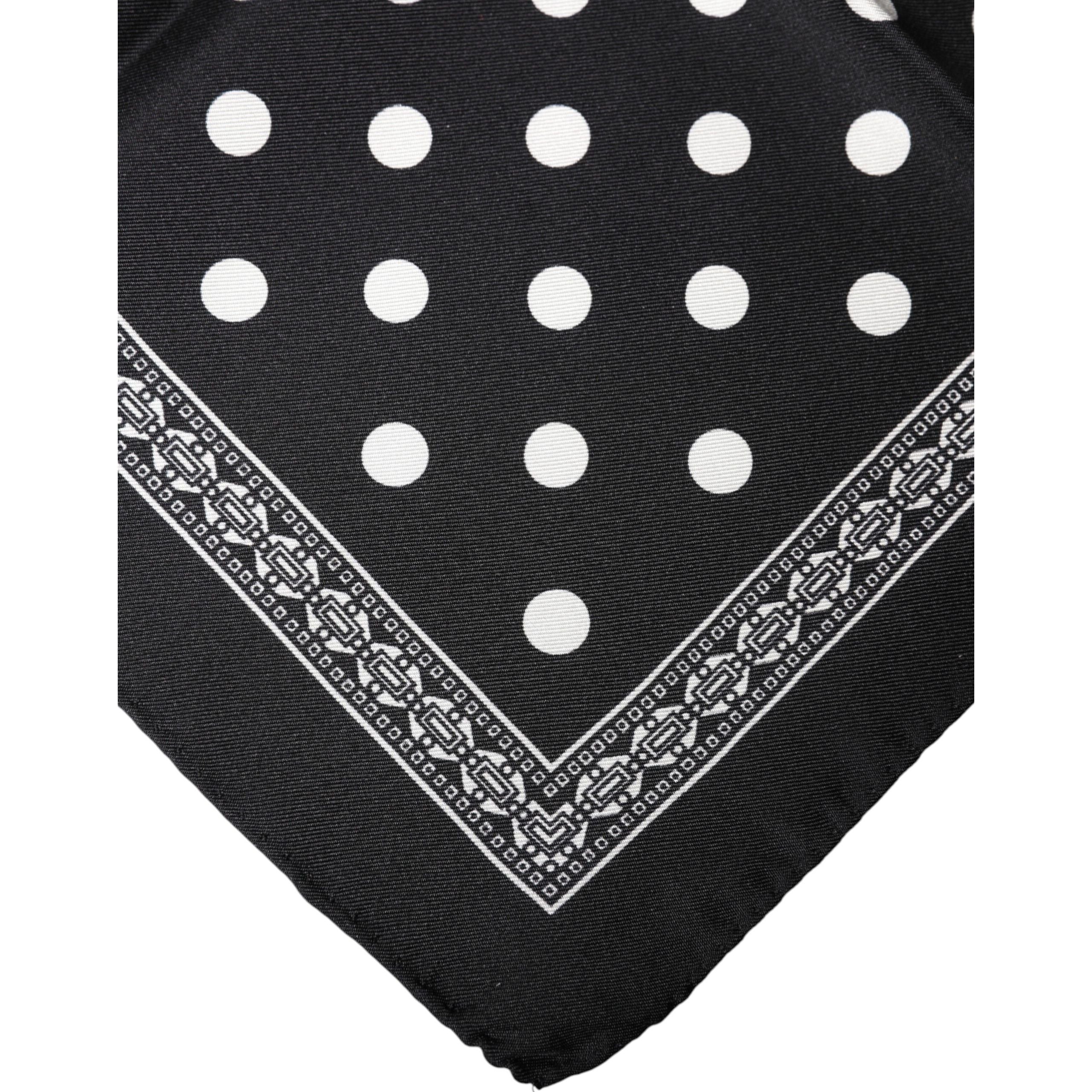 Dolce & Gabbana Black Polka Dot Square Handkerchief Scarf