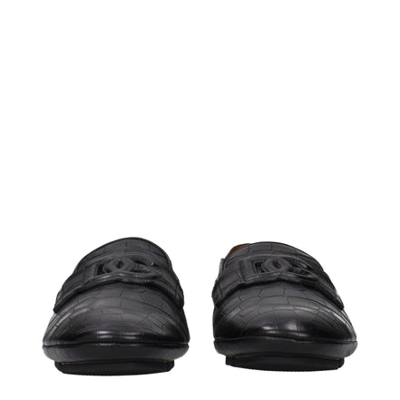 Mocasini tip slip-on Dolce & Gabbana din piele neagră