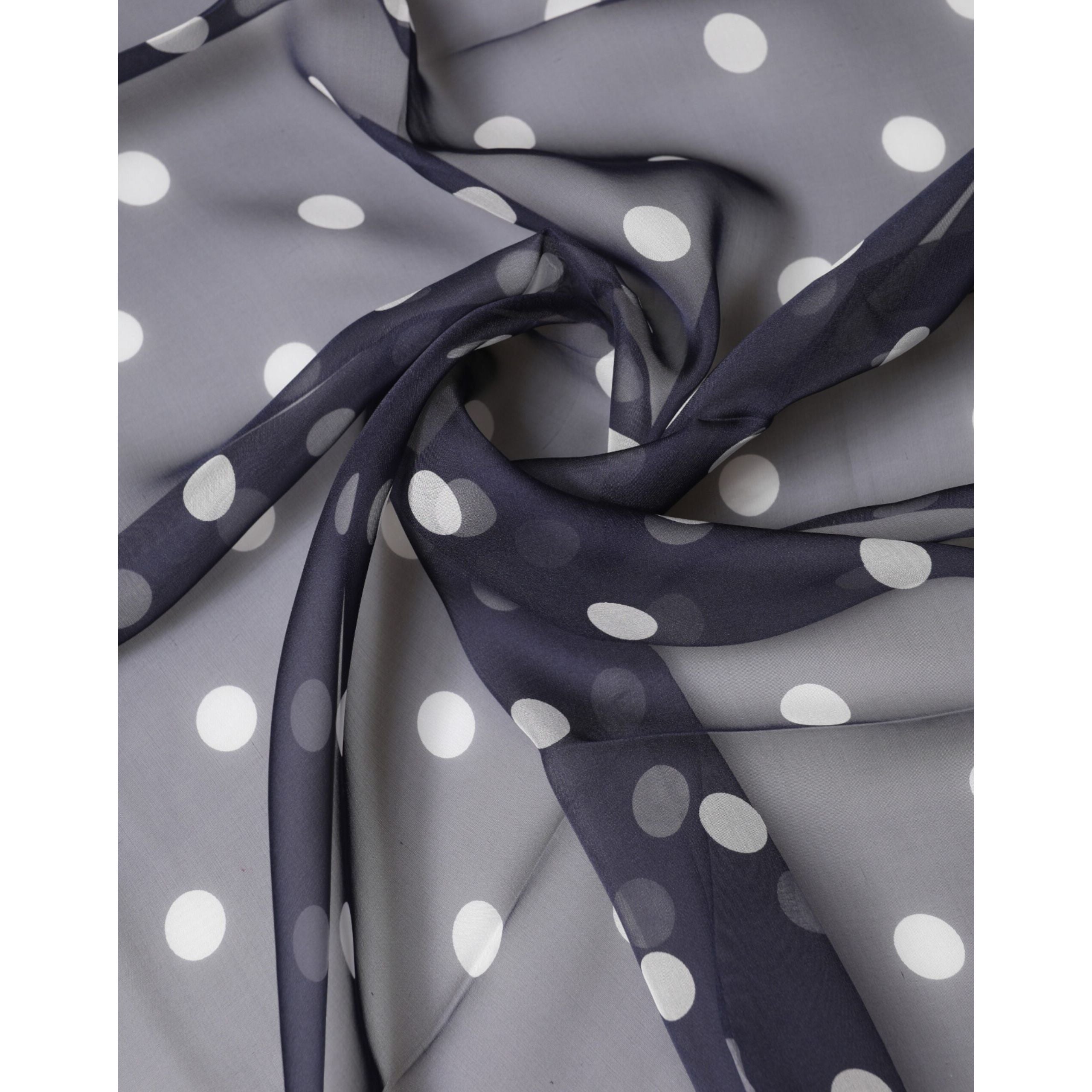 Dolce & Gabbana Blue Polka Dot Silk Square Foulard 91.5cm x 89.5cm Scarf