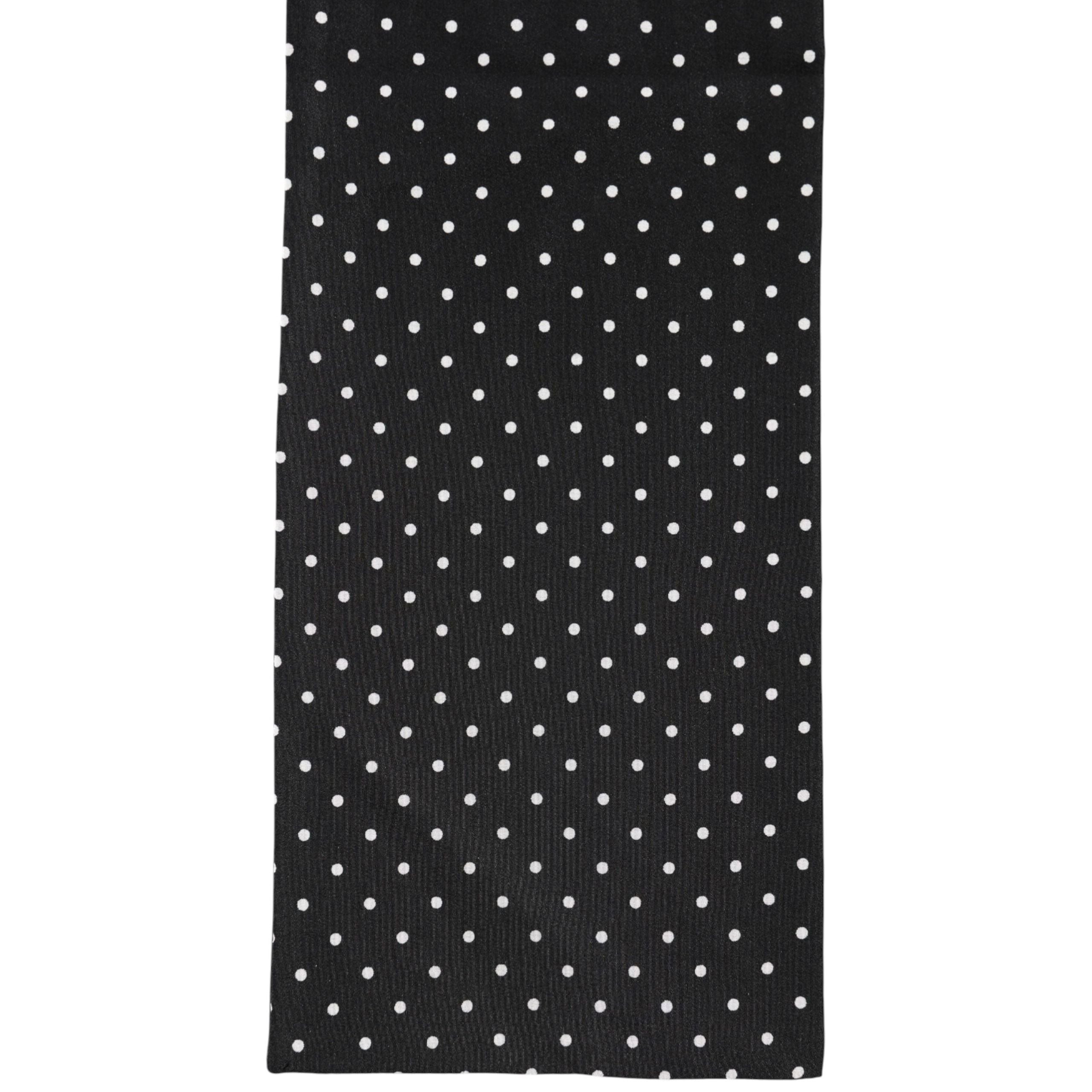 Dolce & Gabbana Black Polka Dot Neck Wrap Foulard 133.5cm x 12.5cm Scarf
