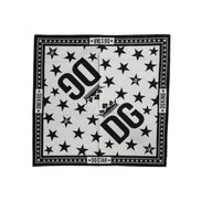 Eșarfă pătrată Dolce & Gabbana albă cu imprimeu Coroană DG 52cm x 50.5cm