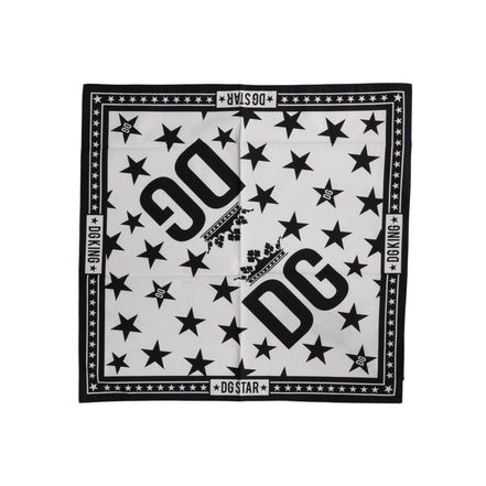 Eșarfă pătrată Dolce & Gabbana albă cu imprimeu Coroană DG 52cm x 50.5cm