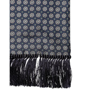 Dolce & Gabbana Blue Patterned Silk Fringes Foulard 138cm x 15.5cm Scarf