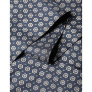 Dolce & Gabbana Blue Patterned Silk Fringes Foulard 138cm x 15.5cm Scarf