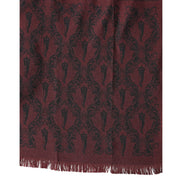 Dolce & Gabbana Maroon Patterned Silk Wrap Foulard 133cm x 22cm Scarf