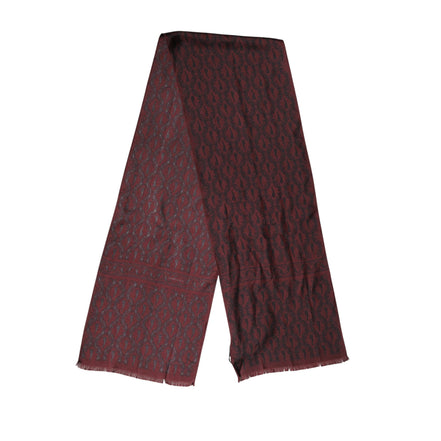 Dolce & Gabbana Maroon Patterned Silk Wrap Foulard 133cm x 22cm Scarf
