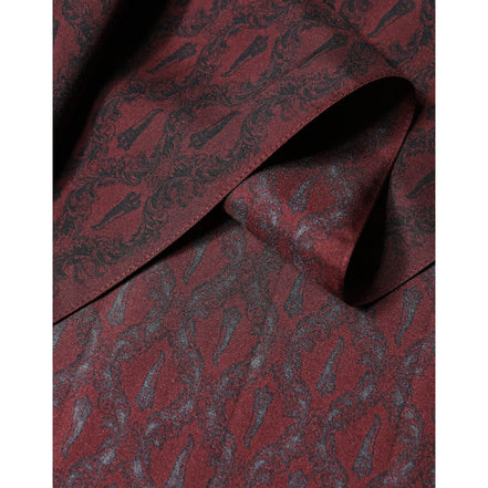 Dolce & Gabbana Maroon Patterned Silk Wrap Foulard 133cm x 22cm Scarf