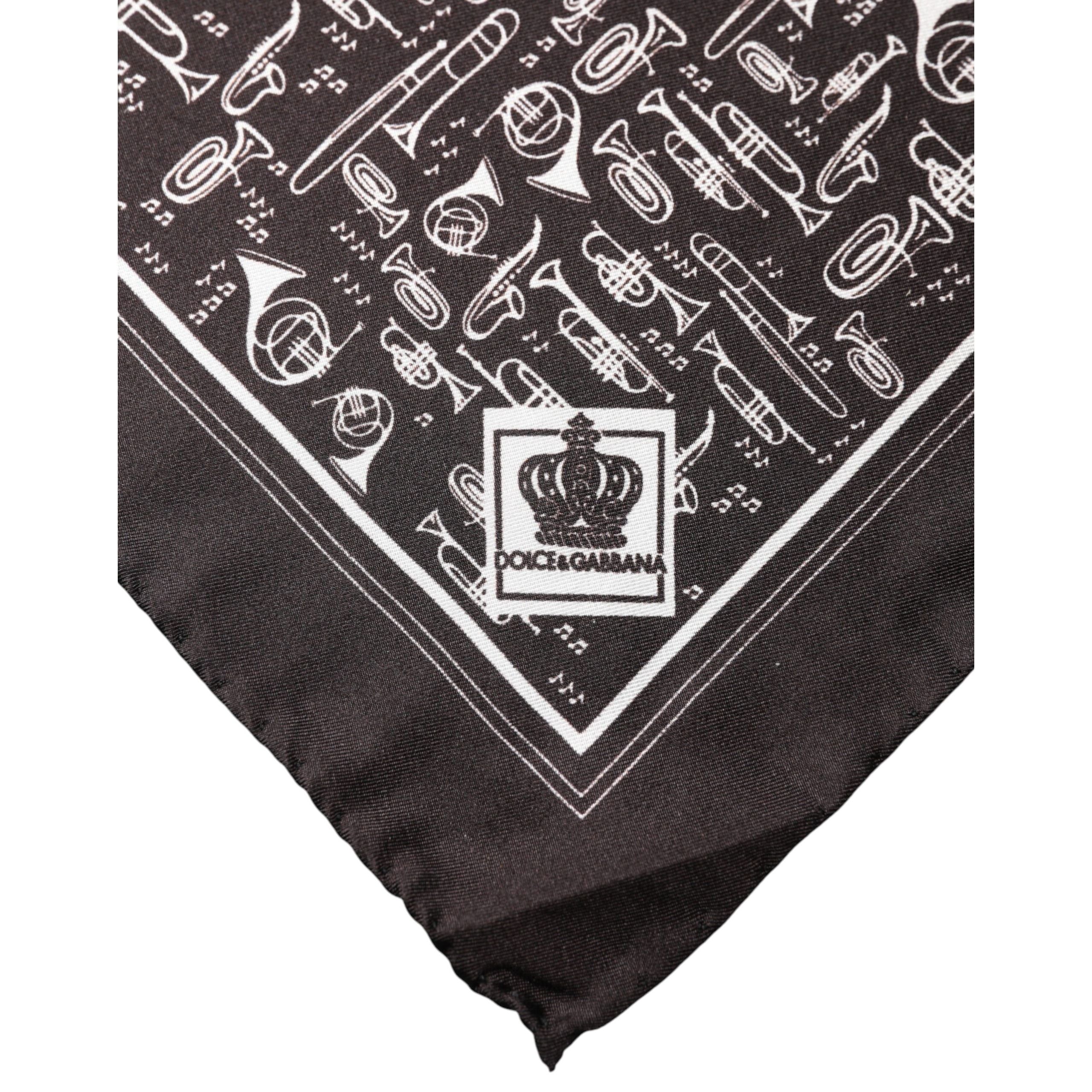 Dolce & Gabbana Brown Jazz Club Square Handkerchief 32cm x 31cm Scarf