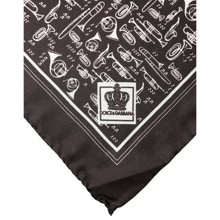 Dolce & Gabbana Brown Jazz Club Square Handkerchief 32cm x 31cm Scarf