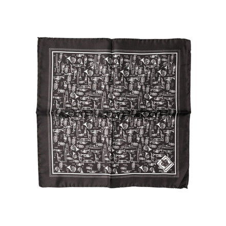 Dolce & Gabbana Brown Jazz Club Square Handkerchief 32cm x 31cm Scarf