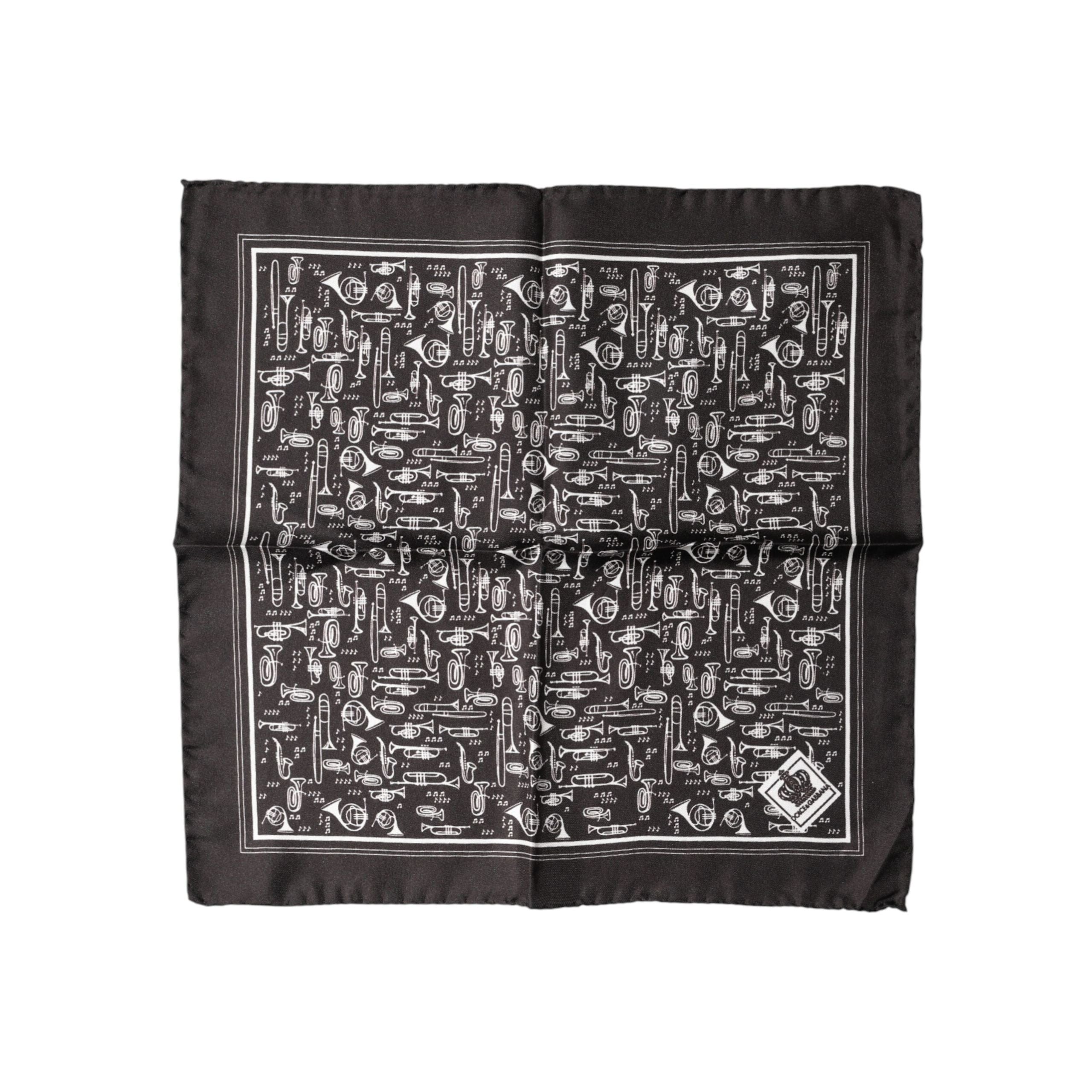 Dolce & Gabbana Brown Jazz Club Square Handkerchief 32cm x 31cm Scarf
