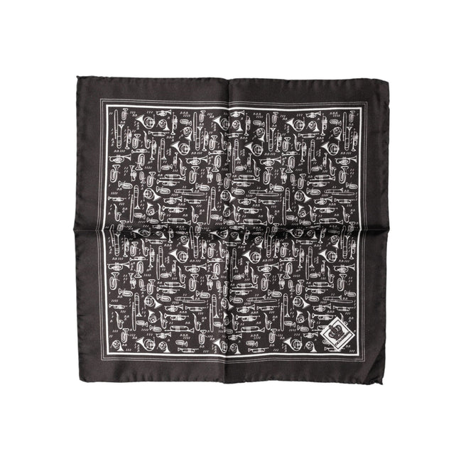 Dolce & Gabbana Brown Jazz Club Square Handkerchief 32cm x 31cm Scarf