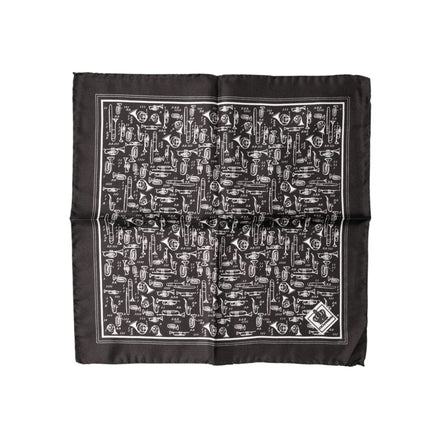 Dolce & Gabbana Brown Jazz Club Square Handkerchief 32cm x 31cm Scarf
