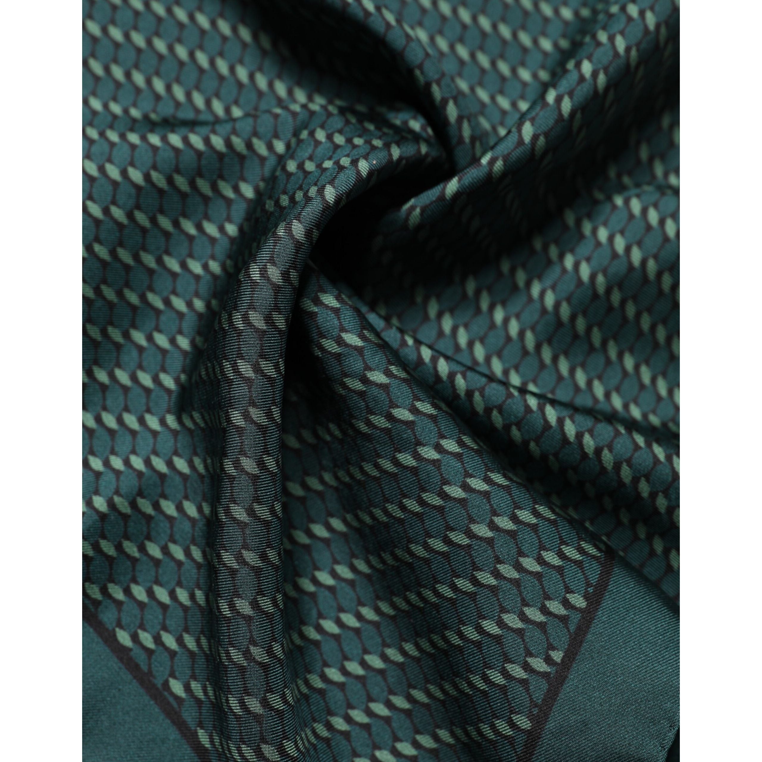 Dolce & Gabbana Dark Green Silk Patterned Handkerchief 32cm x 31cm Scarf