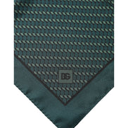 Dolce & Gabbana Dark Green Silk Patterned Handkerchief 32cm x 31cm Scarf