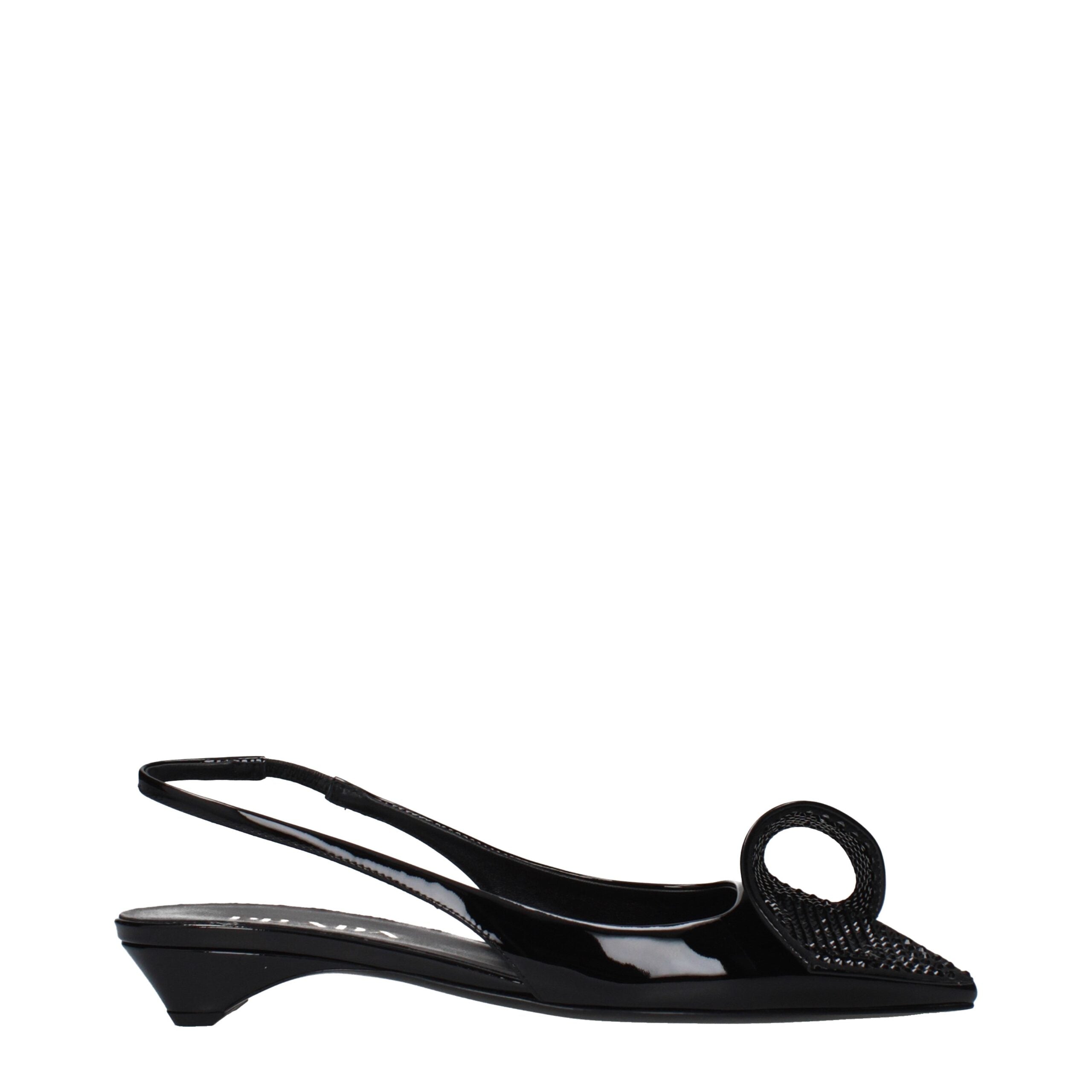 Sandale plate Prada din piele neagră