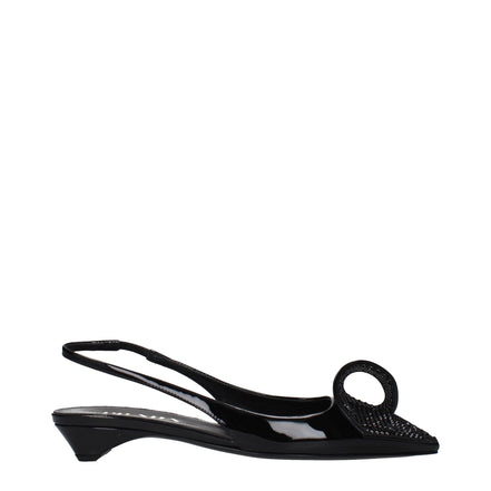 Sandale plate Prada din piele neagră