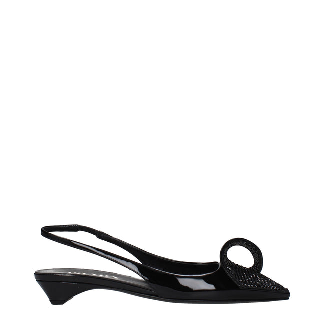 Sandale plate Prada din piele neagră