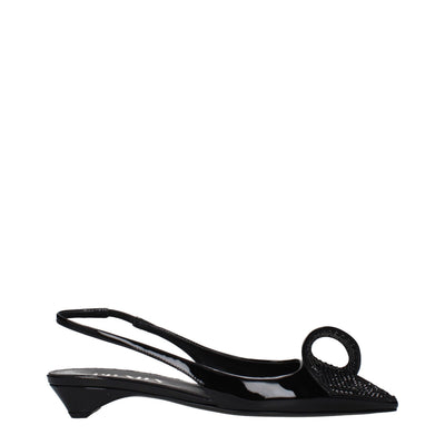 Sandale plate Prada din piele neagră