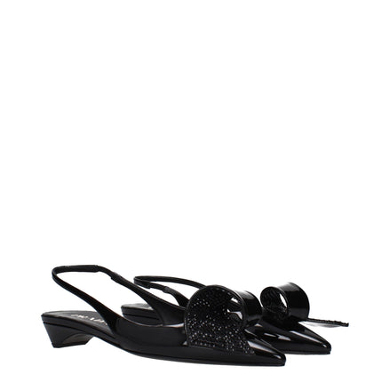 Sandale plate Prada din piele neagră
