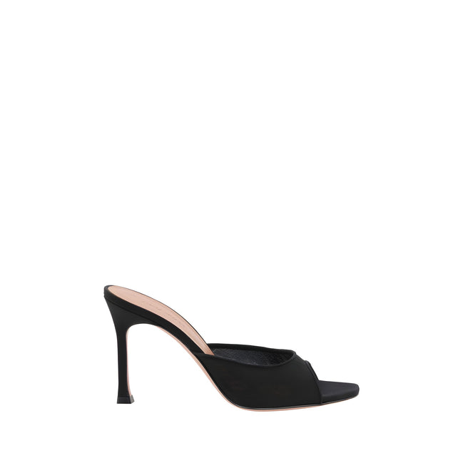Amina Muaddi Black Stiletto Heel Sandals