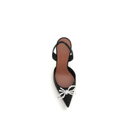 Amina Muaddi Black Silk High Heel Pumps