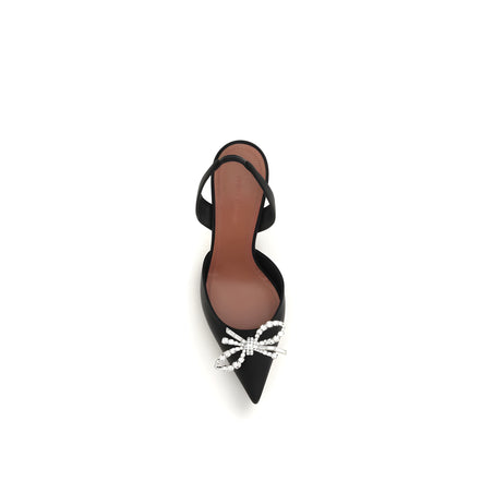 Amina Muaddi Black Silk High Heel Pumps