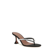 Sandale cu toc stiletto Amina Muaddi, din mătase neagră