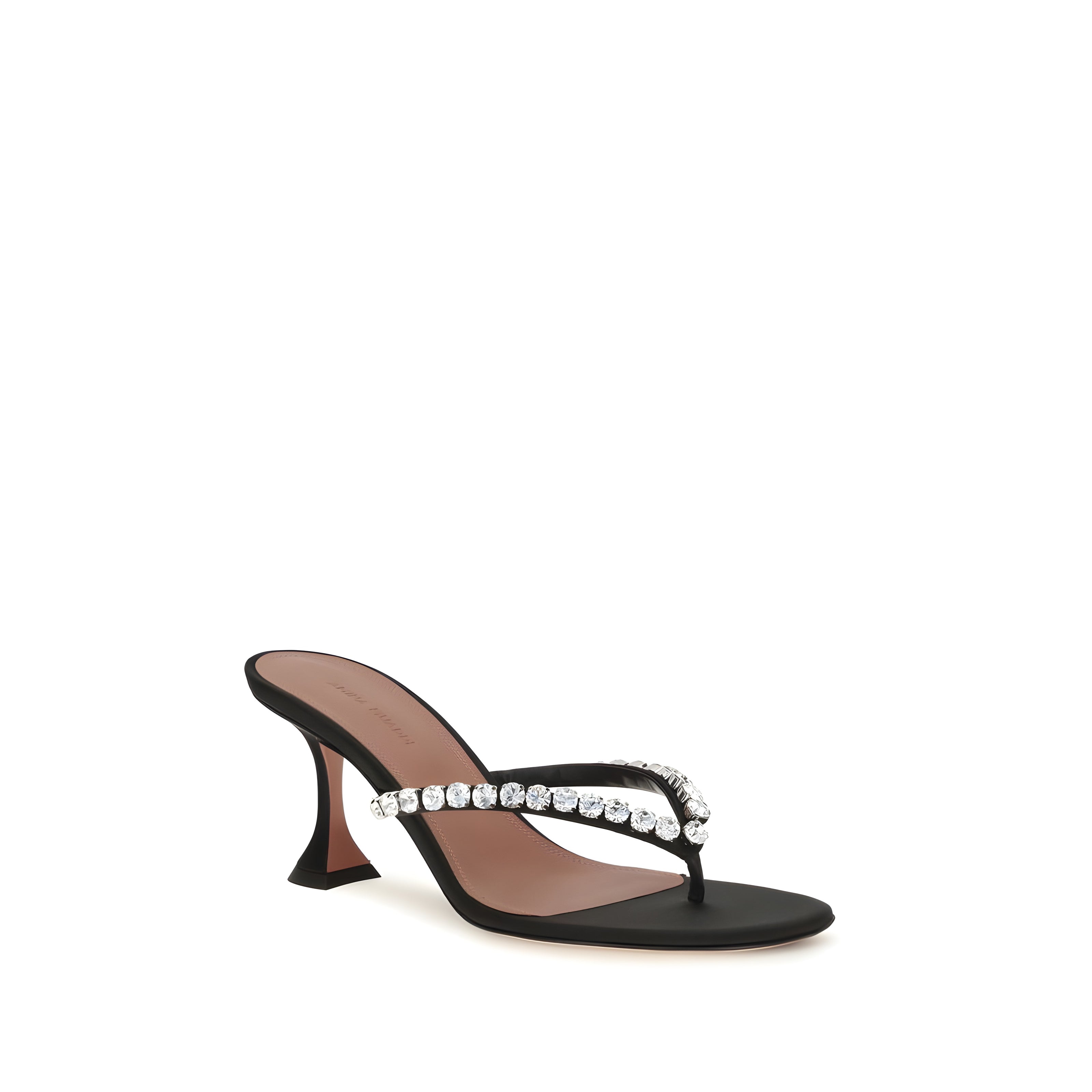 Sandale cu toc stiletto Amina Muaddi, din mătase neagră