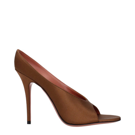 Pantofi stiletto Amina Muaddi maro satinat cu toc înalt