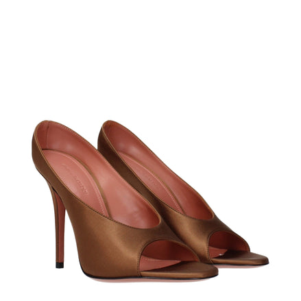 Pantofi stiletto Amina Muaddi maro satinat cu toc înalt