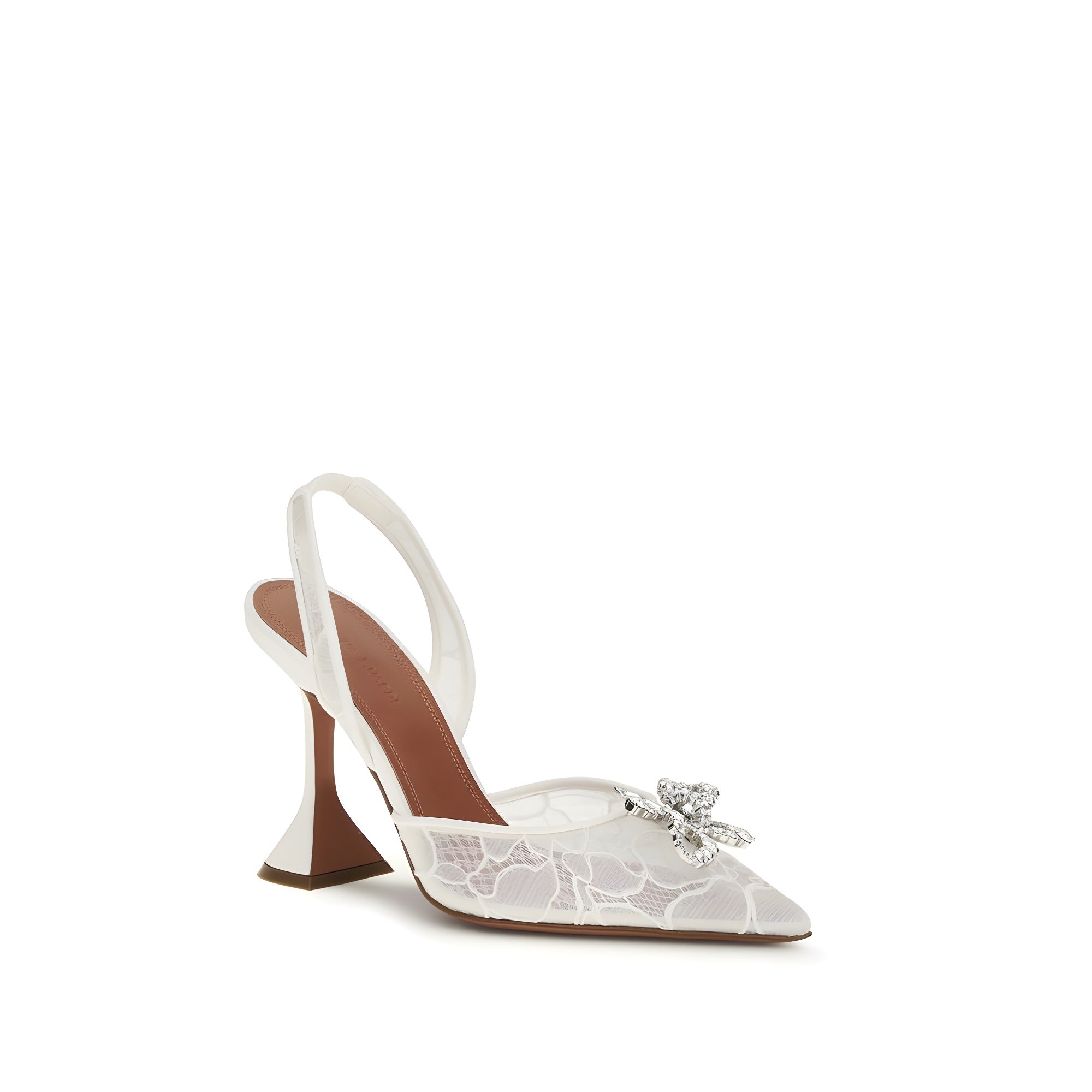 Sandale slingback Amina Muaddi albe