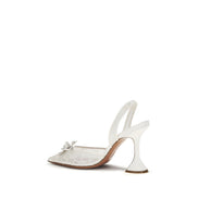 Sandale slingback Amina Muaddi albe