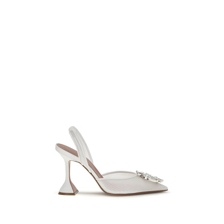 Amina Muaddi White High Heel Pumps